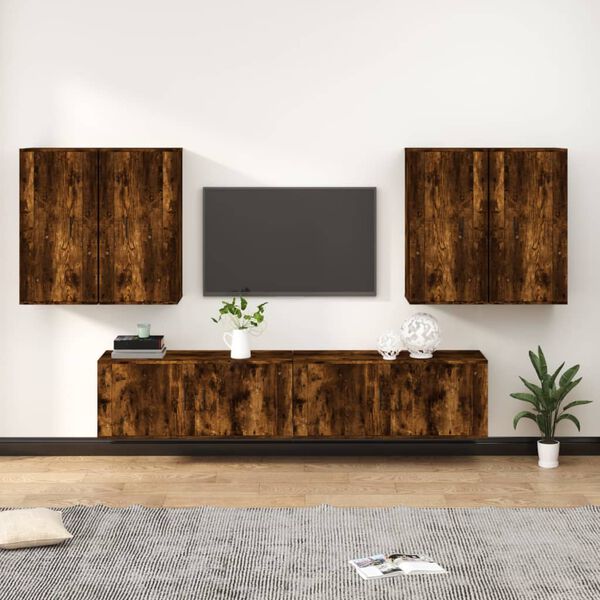 vidaXL 6 Piece TV Cabinet Set Smoked Oak Engineered Wood