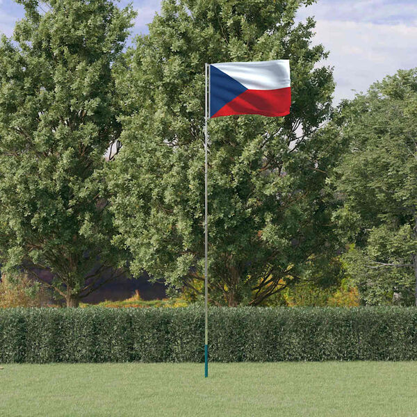 vidaXL Czech Flag and Pole 5.5 m Aluminium