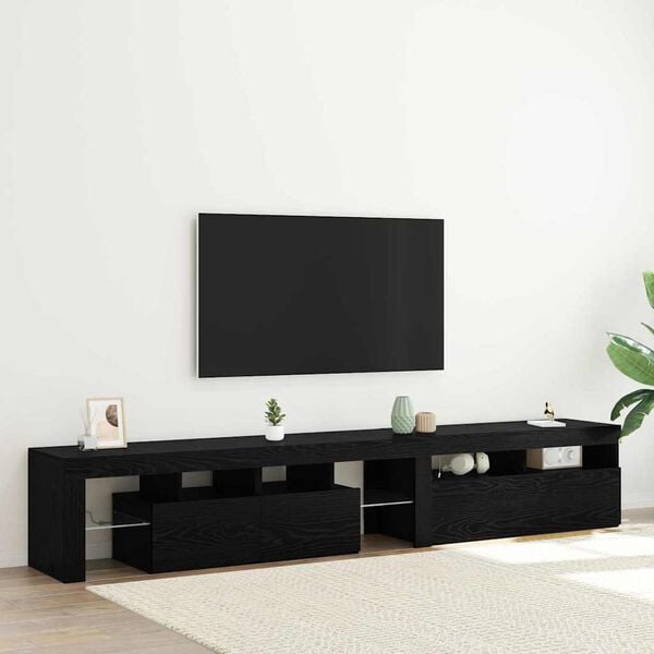 vidaXL TV Cabinet 2 pcs Black Oak 230 x 36.5 x 40 cm Engineered Wood