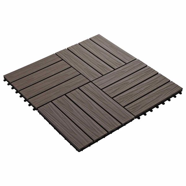 vidaXL Decking Tile 3D Design 11 pcs Dark Brown 30 x 30 cm WPC