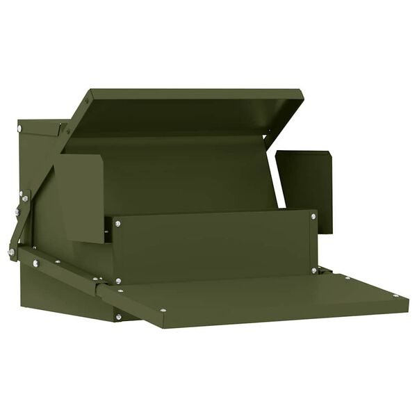 vidaXL Chicken Treadle Feeder Olive Green 50 x 40 x 29 cm
