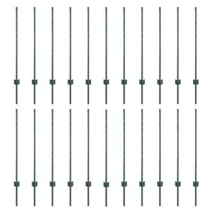 vidaXL Embedded Fence Post 22 pcs Green 140 cm Powder-Coated Steel