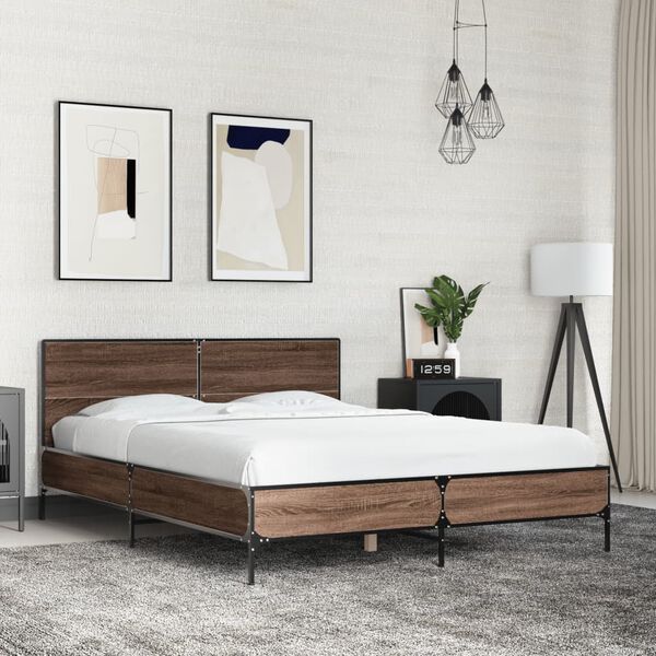 vidaXL Bed Frame without Mattress Brown Oak 140x190 cm