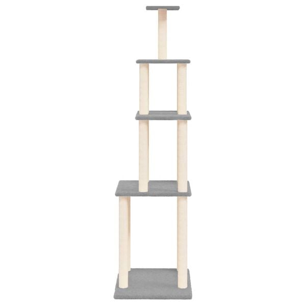 vidaXL Cat Tree with Sisal Scratching Posts Light Grey 183 cm