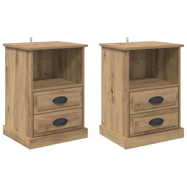 vidaXL Bedside Cabinet with Drawer 2 pcs Artisan Oak 36 x 43 x 60 cm