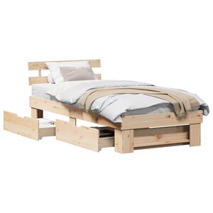 vidaXL Bed Frame with Headboard Natural 75 x 190 cm Solid Pine Wood