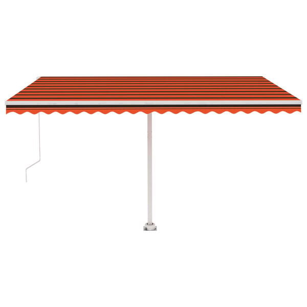 vidaXL Freestanding Manual Retractable Awning 450x350 cm Orange/Brown