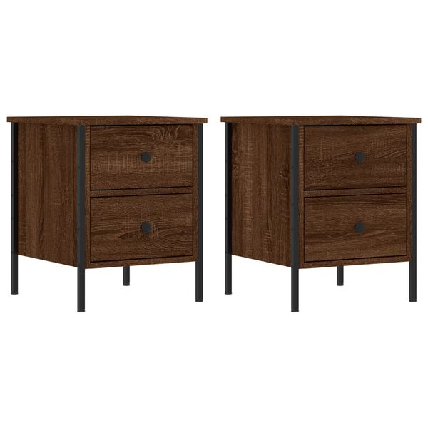 vidaXL Bedside Cabinets 2 pcs Brown Oak 40x42x50 cm Engineered Wood