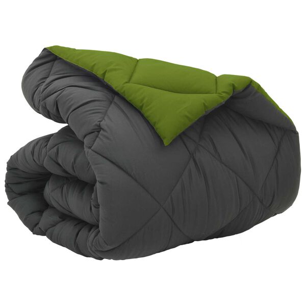 vidaXL Winter Duvet Green and Anthracite 140 x 220 cm Microfiber