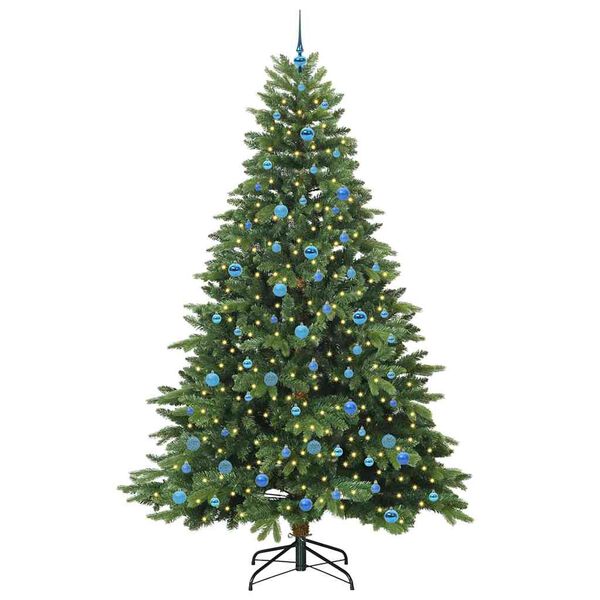 vidaXL Artificial Christmas Tree with 300 LEDs Green 240 cm PE and PVC