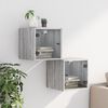 vidaXL Bedside Cabinets with Glass Doors 2 pcs Grey Sonoma 35x37x35 cm