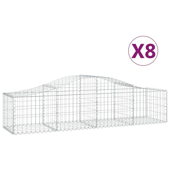vidaXL Arched Gabion Baskets 8 pcs 200x50x40/60 cm Galvanised Iron