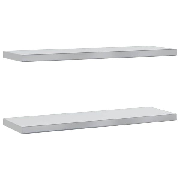 vidaXL Wall Shelves 2 pcs 75x23.5 cm Silver Stainless Steel
