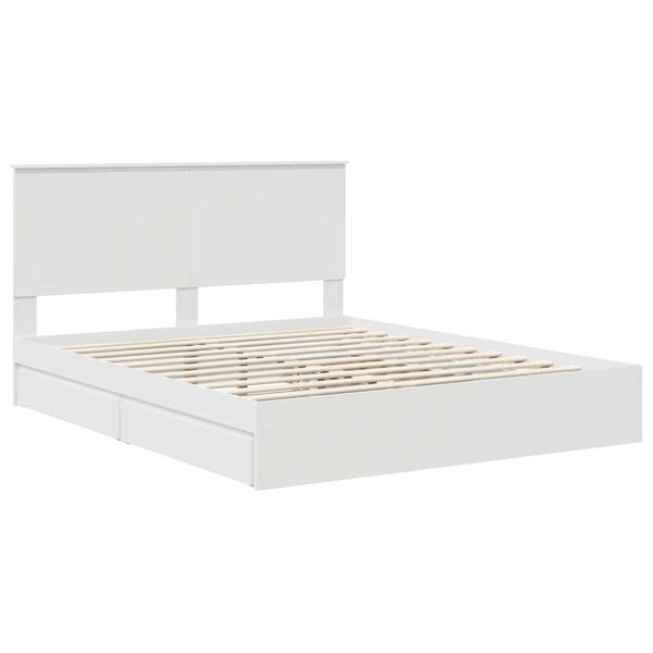 vidaXL Storage Bed with Headboard White 160 x 200 cm Engineered Wood