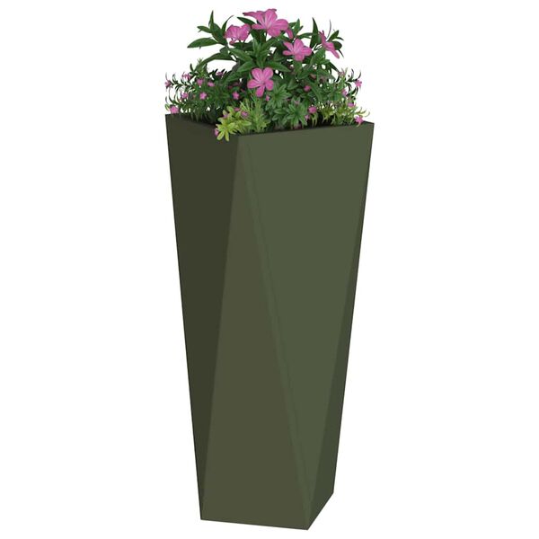 vidaXL Planter 2 pcs Olive Green 30 x 30 x 75 cm Steel