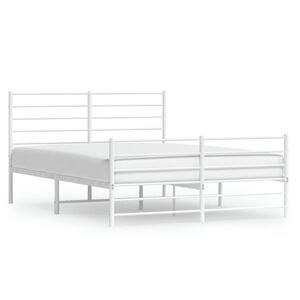 vidaXL Metal Bed Frame without Mattress with Footboard White 140x190cm