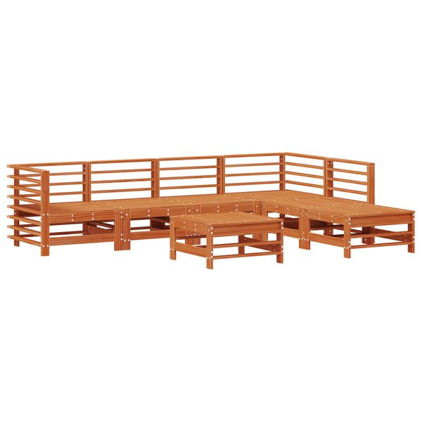 vidaXL Garden Lounge Set 7 pcs Wax Brown Solid Pine Wood