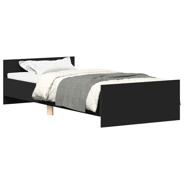 vidaXL Bed Frame without Mattress Black 90x200 cm Engineered Wood