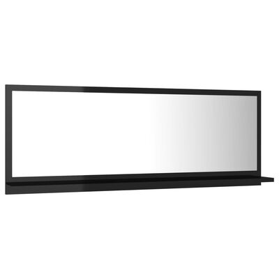 vidaXL Bathroom Mirror High Gloss Black 100x10.5x37 cm Engineered Wood