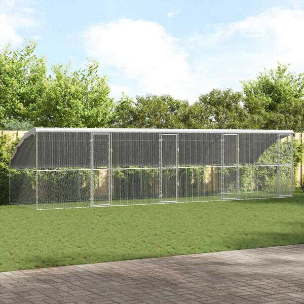 vidaXL Chicken Cage Silver 800 x 200 x 198.5 cm Galvanised Steel