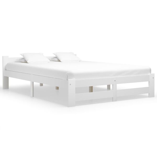 vidaXL Bed Frame without Mattress White Solid Pine Wood 160x200 cm