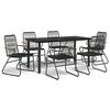 vidaXL 7 Piece Garden Dining Set Black PVC Rattan