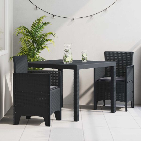 vidaXL Garden Dining Set 3 pcs Anthracite Polypropylene