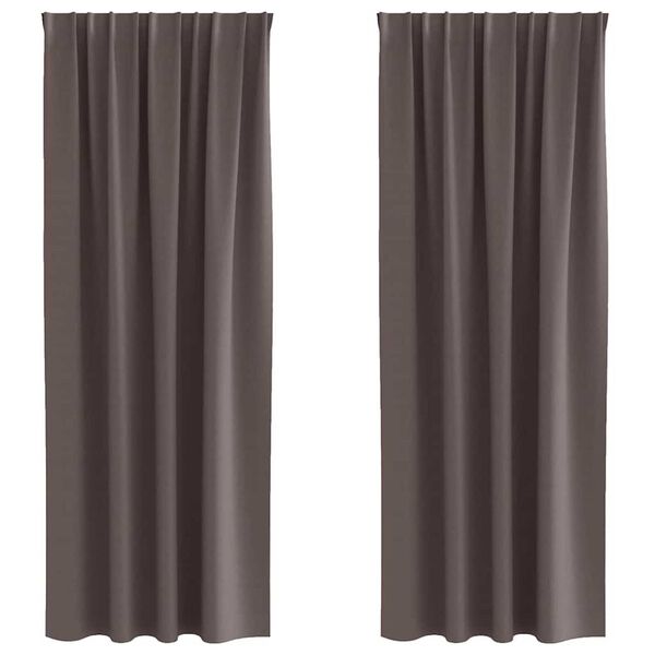 vidaXL Blackout Curtains with Rings 2 pcs Dark Brown 260 x 140 cm