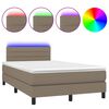 vidaXL Box Spring Bed with Mattress&LED Taupe 120x200cm Fabric