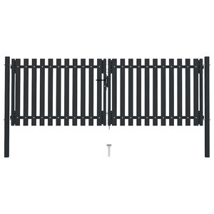 vidaXL Double Door Fence Gate Steel 300x75 cm Anthracite