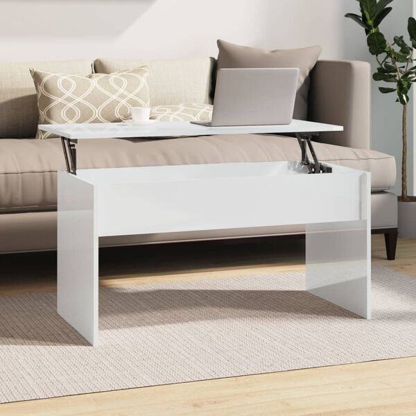 vidaXL Coffee Table High Gloss White 102x50.5x52.5 cm Engineered Wood