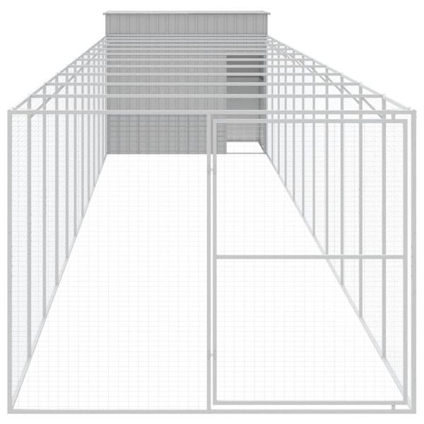 vidaXL Dog House with Run Light Grey 214x1273x181 cm Galvanised Steel