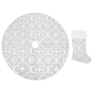 vidaXL Christmas Tree Skirt | White | Polyester | Large | Foldable