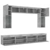 vidaXL 8 Piece TV Wall Cabinet Set with LED Lights Concrete Grey