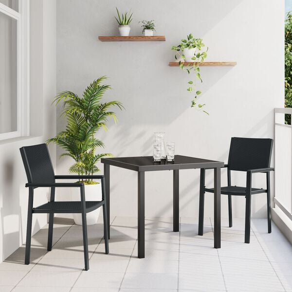 vidaXL Garden Dining Set 5 pcs Black Powder-Coated Steel