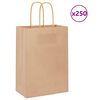 vidaXL Paper Bags 250 pcs with Handles Brown 15x8x21 cm