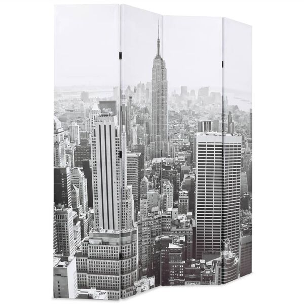vidaXL Folding Room Divider 160x170 cm New York by Day Black and White