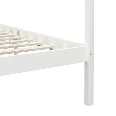 vidaXL Canopy Bed Frame White Solid Pine Wood 100x200 cm