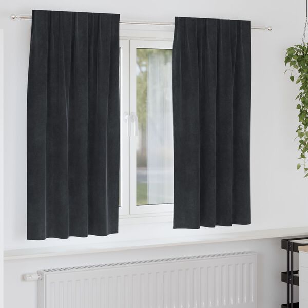 vidaXL Curtains with Curtains 2 pcs Black 140 x 175 cm Velvet