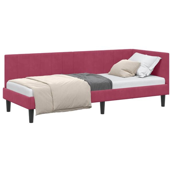 vidaXL Corner Bed Frame with Headboard Wine Red 80 cm x 200 cm Velvet