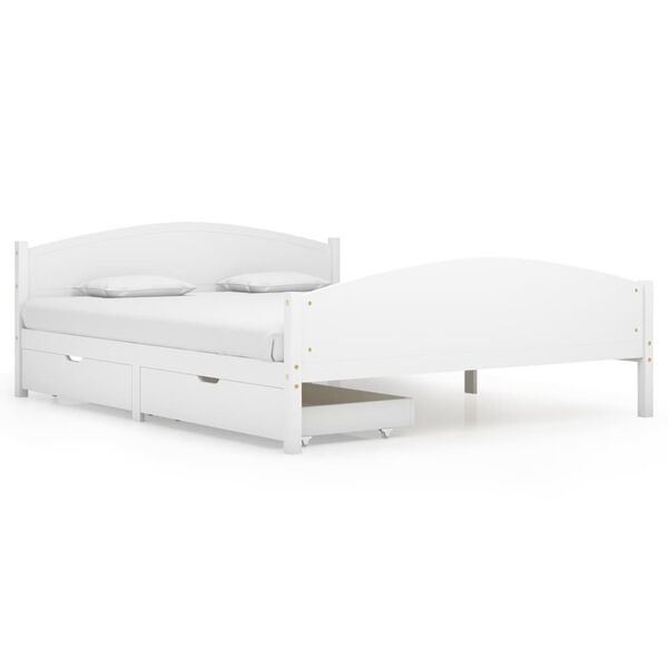 vidaXL Bed Frame without Mattress White Solid Wood Pine 140x200 cm