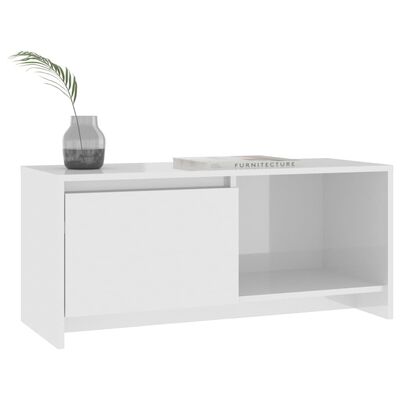 vidaXL TV Cabinet High Gloss White 90x35x40 cm Engineered Wood