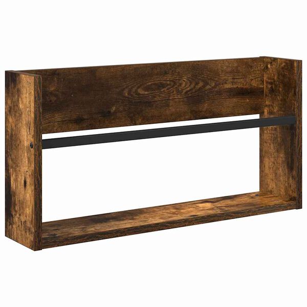 vidaXL Magazine Rack Smoked Oak 60 x 12 x 30 cm Engineered Wood