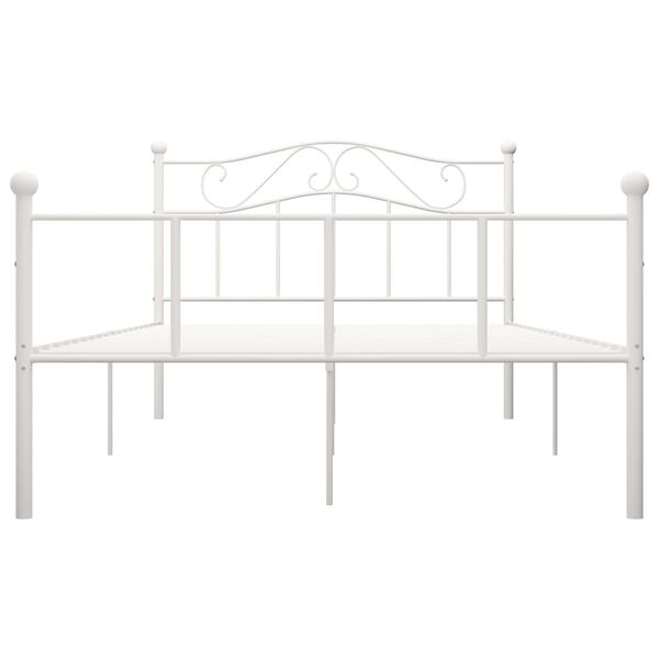 vidaXL Bed Frame without Mattress White Metal 140x200 cm