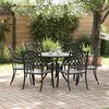 vidaXL Garden Dining Set 7 pcs Black 90 x 90 x 75 cm Cast Aluminium