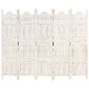 vidaXL Hand carved 5-Panel Room Divider White 200x165 cm Solid Mango Wood
