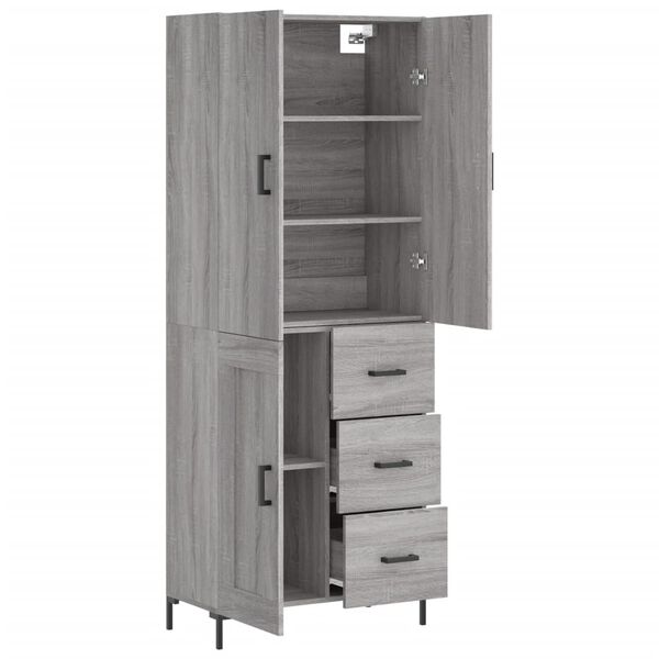 vidaXL Highboard Grey Sonoma 69.5x34x180 cm Engineered Wood