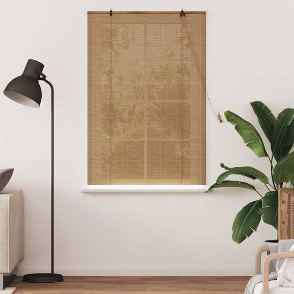 vidaXL Roller Blind with Curtains Manual Brown 110 x 160 cm Bamboo