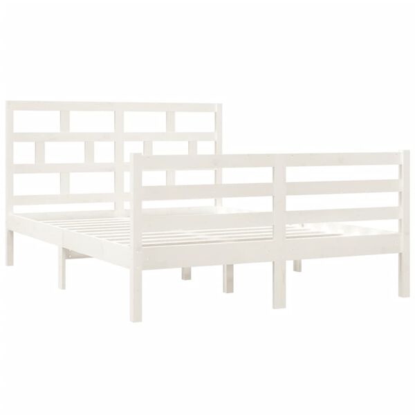 vidaXL Bed Frame without Mattress White Double Solid Wood