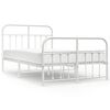 vidaXL Metal Bed Frame without Mattress with Footboard White 120x200cm